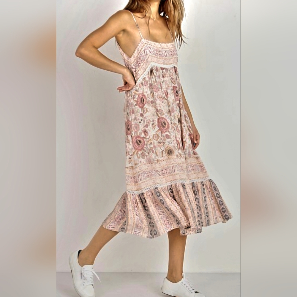 ✨ Spell & The Gypsy Zahara Midi Dress | Dusty Pink Floral ✨Size Small
